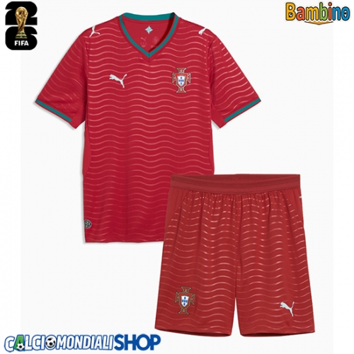 Maglie da calcio Portogallo Prima Maglia Bambino Mondiali 2026  Manica Corta + Pantaloni corti)